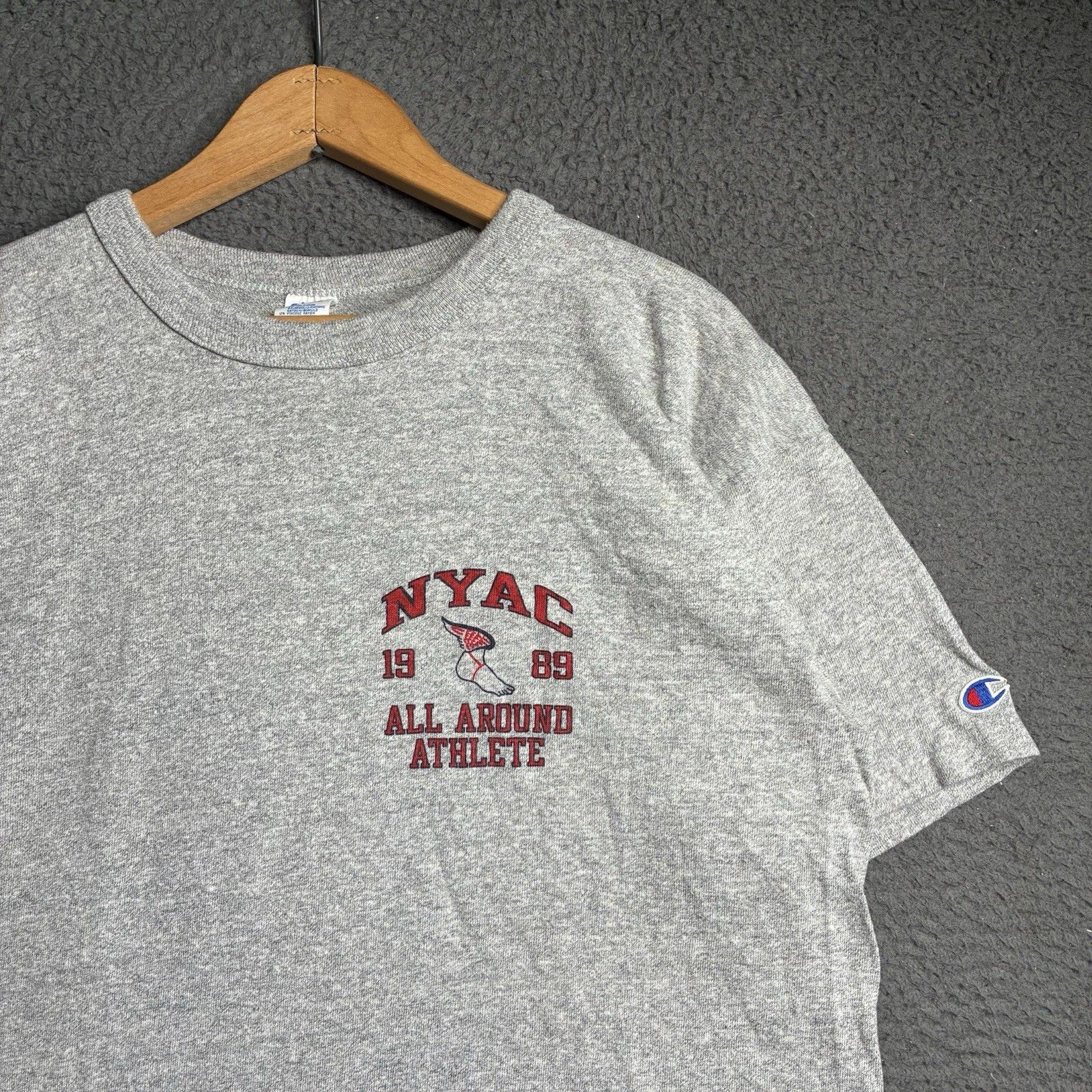 Vtg 80s Champion Nyac New York Athletic Club Winged Foot Gray T-Shirt Size Xl